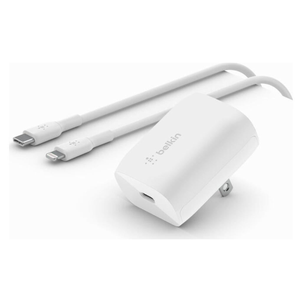 شاحن جداري Belkin BoostCharge USB-C PD بقدرة 20 واط – أبيض