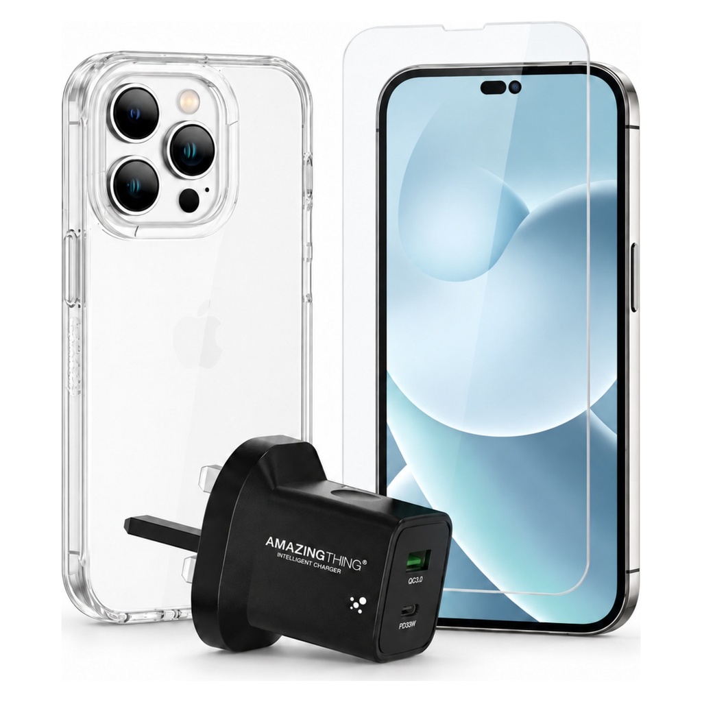 AmazingThing Supreme Case, Screen Protector & Charger for iPhone 14 Pro