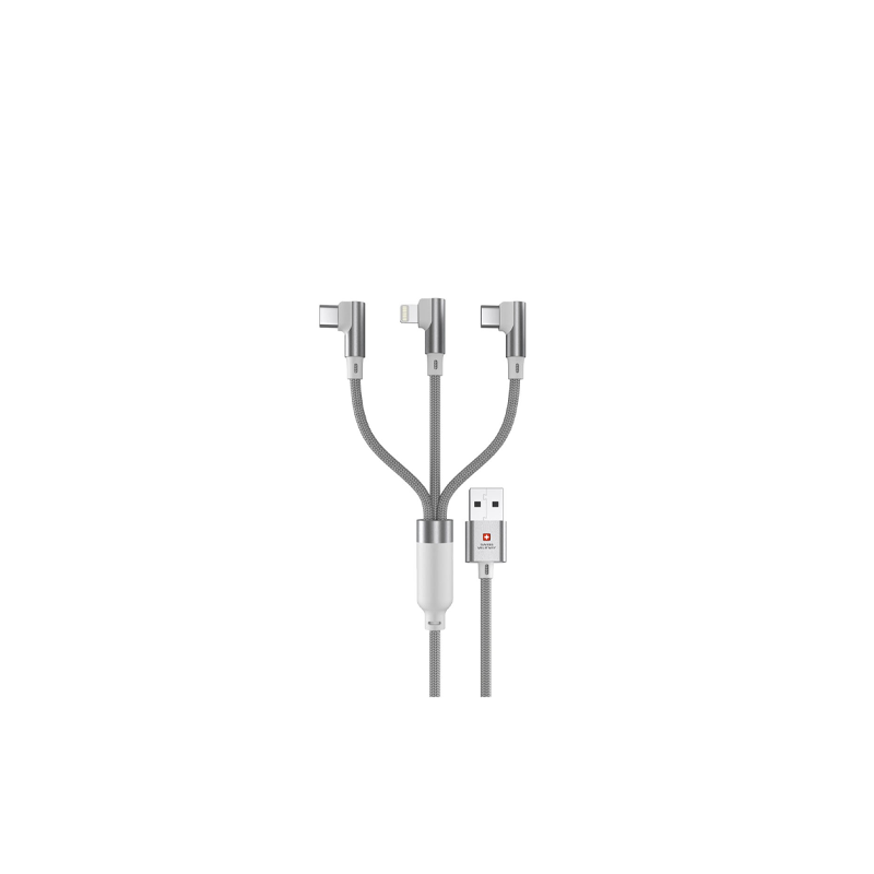سويس ميليتاري كيبل مضفّر USB ‏3 في 1، بطول مترين