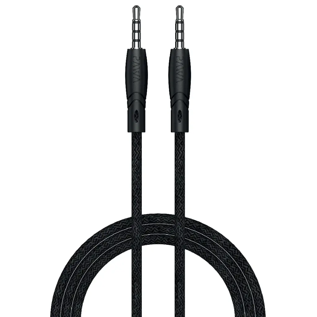 Pawa Nylon Braided 3.5mm Audio Cable 1.2m/4ft - Black