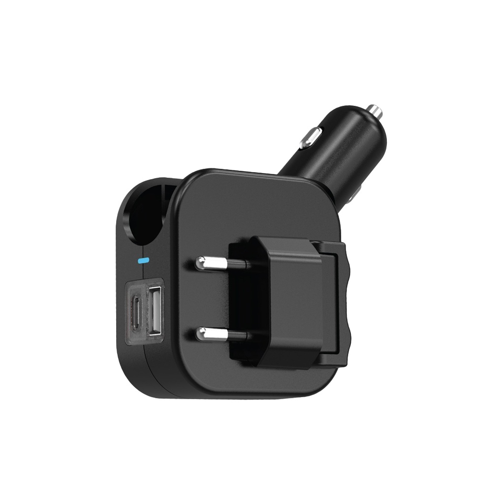 Green Lion Duo Power Car and Wall Charger - Black
