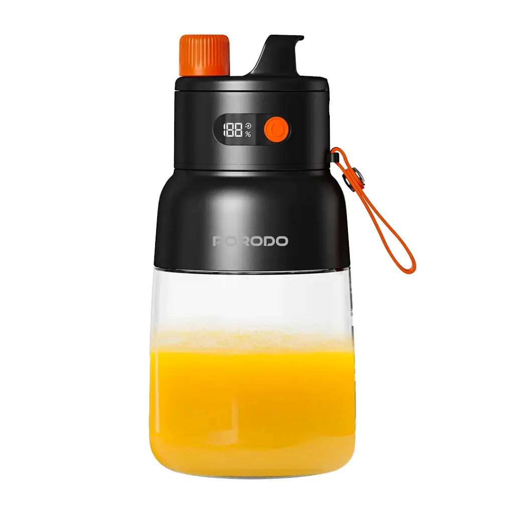 Porodo Lifestyle Blend & Sip Portable Blender, 500ml Mixing Capacity – Black / Orange