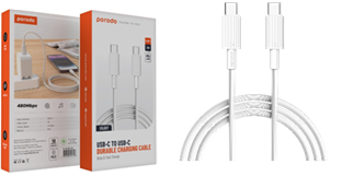 Porodo 60W USB-C to USB-C Charging Cable, 3m – White