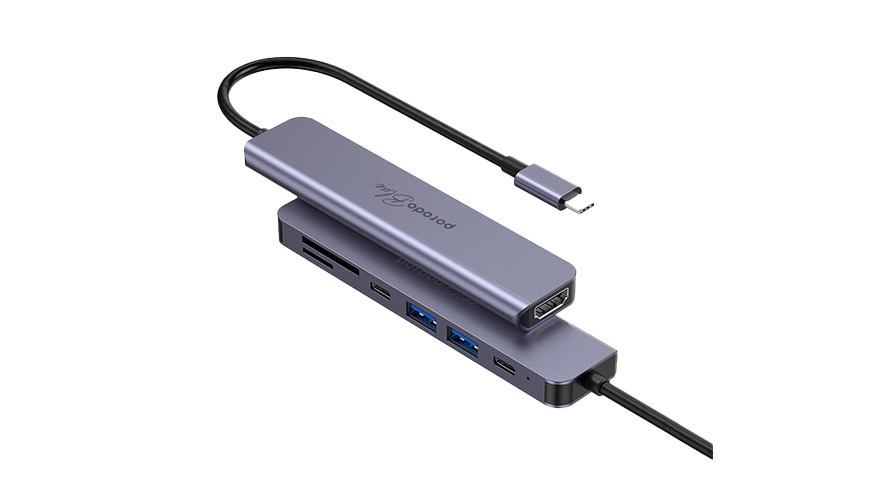 Porodo Blue 7 Ports USB-C HUB 4K HDMI & Dual USB-C