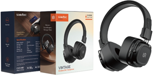 Porodo Soundtec Vintage Wireless Headphones – Black