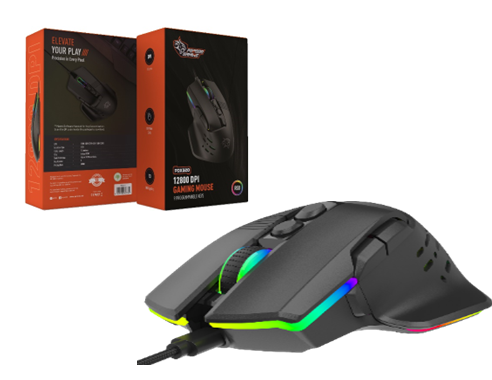Porodo Gaming 12800 DPI Gaming Mouse 9 Programmable Keys