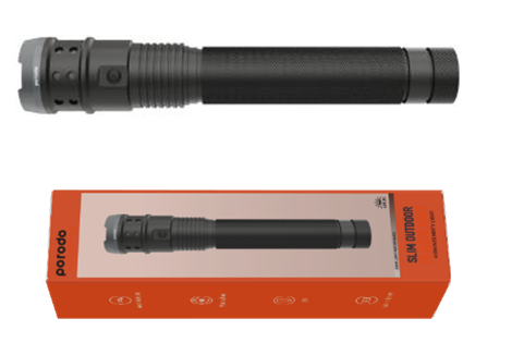 Lifestyle By Porodo Slim Outdoor Flashlight High Intensity Light