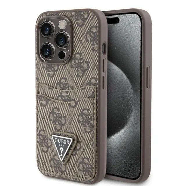 Guess PU Leather Case 4G Triangle Logo For iPhone 15