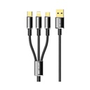 Green Lion Transparent 3 in 1 Braided Cable ( USB-C / Lightning / Micro ) 1M - Black 