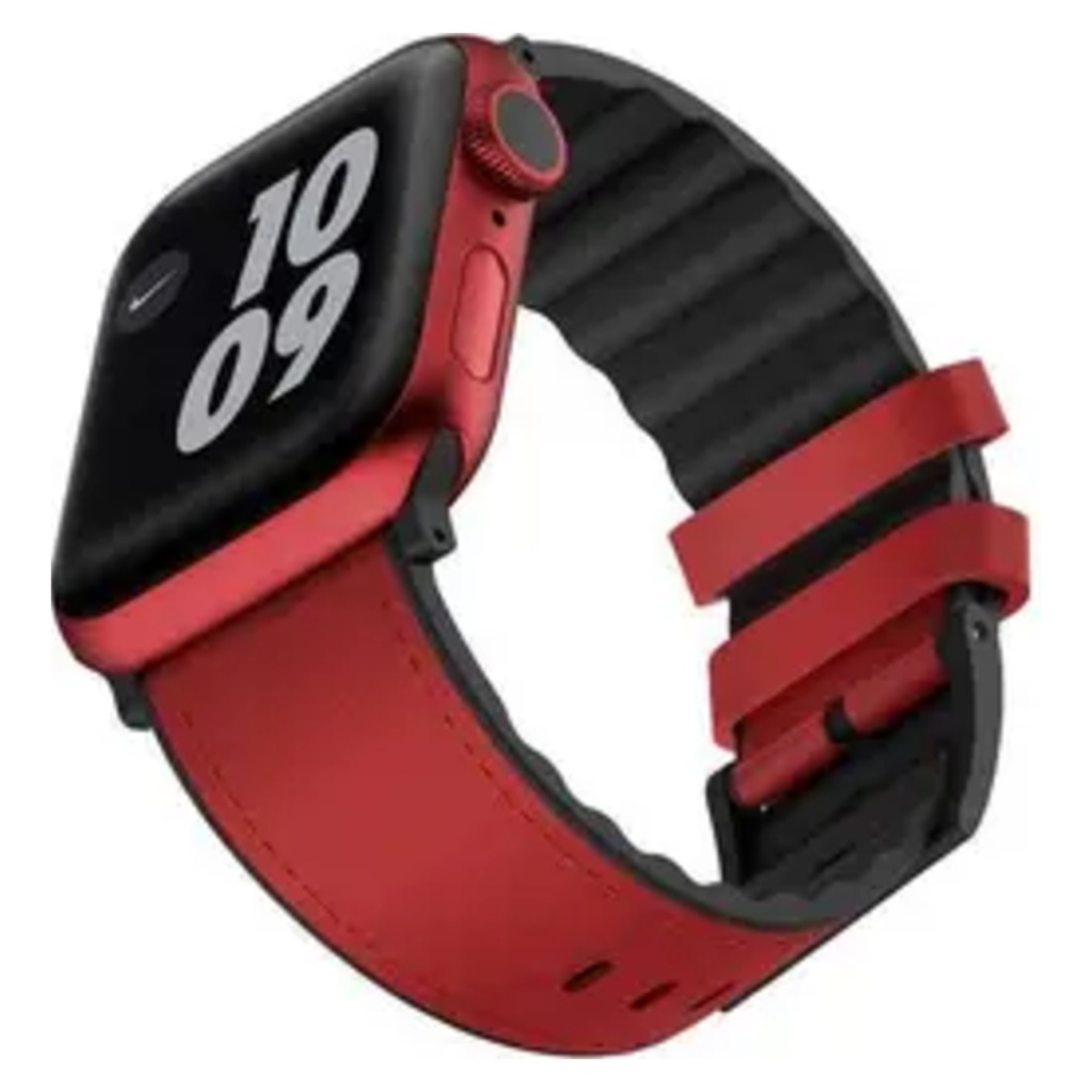 Viva Madrid Ventrux Leather Strap for Apple Watch 42/44/45/46/49mm – Rouge Red