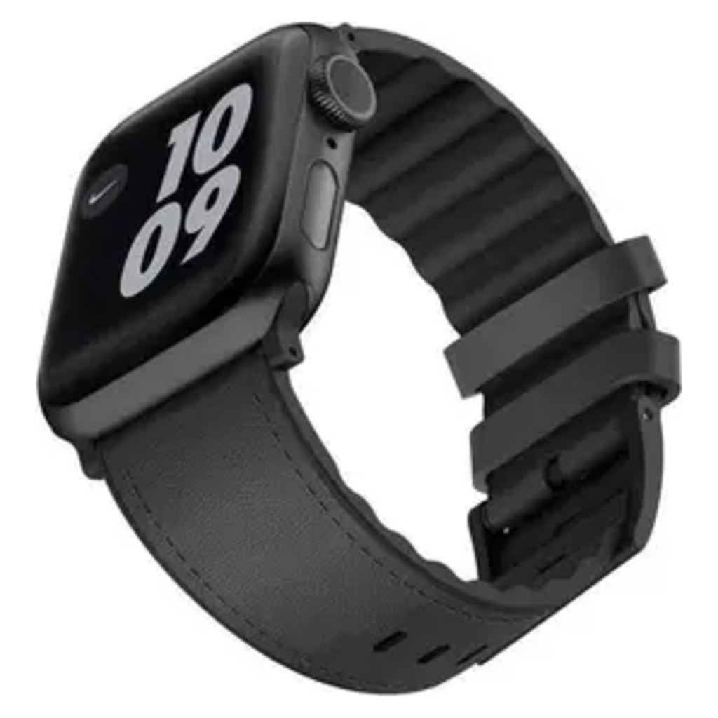 Viva Madrid Ventrux Leather Strap لـ Apple Watch 42/44/45/46/49mm – Midnight Black
