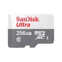 بطاقات ذاكرة SanDisk Ultra microSD سعة 256 جيجابايت بسرعة 100 ميجابايت/ثانية - أبيض ورمادي