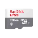 بطاقات ذاكرة SanDisk Ultra microSD سعة 128 جيجابايت بسرعة 100 ميجابايت/ثانية - أبيض ورمادي