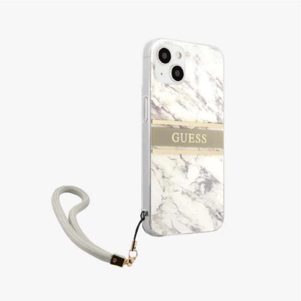Guess Marble Design Case iPhone Series With Nylon Stripe