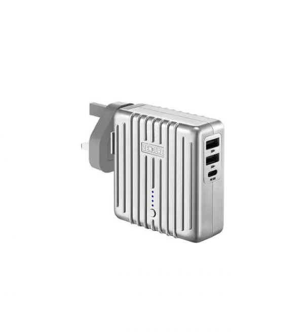 باور بانك زيندور ميكس 2 في 1 بسعة 5200 مللي أمبير/ساعة وشاحن حائطي مع منفذ USB-C لتوصيل الطاقة