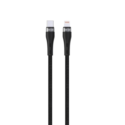 كابل Green Lion المضفر من USB-C إلى Lightning بطول 1 متر - أسود