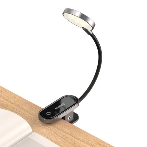 Baseus mini LED reading lamp with clip gray
