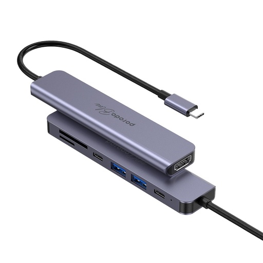 بورودو بلو موزع 7 في 1 مع HDMI ومنفذي USB-A ومنفذي USB-C وSD وmicroSD