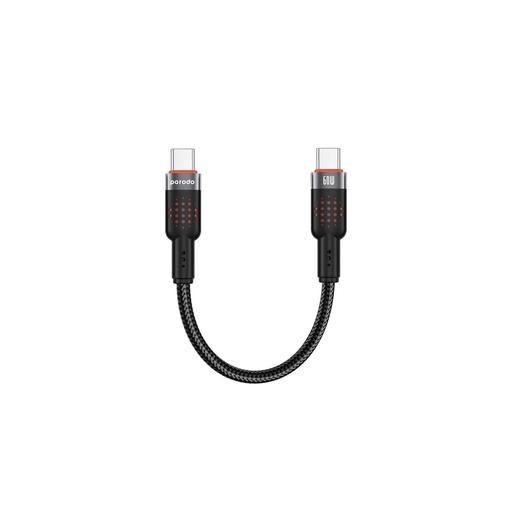 Porodo USB-C To USB-C Aluminum Braided Cable- Black