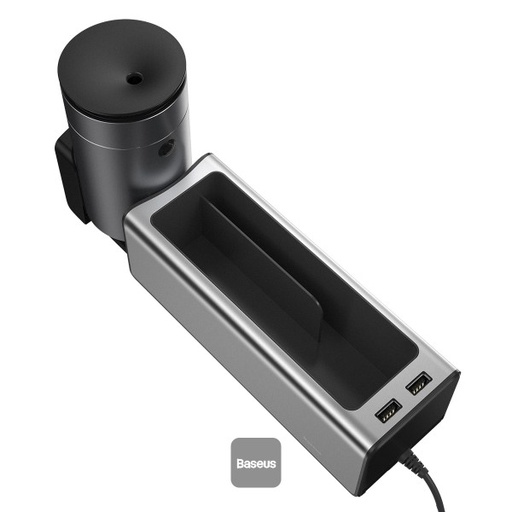[CRCWH-A01] Baseus Deluxe Metal Armrest Console Organizer [Dual USB Power Supply] - Silver