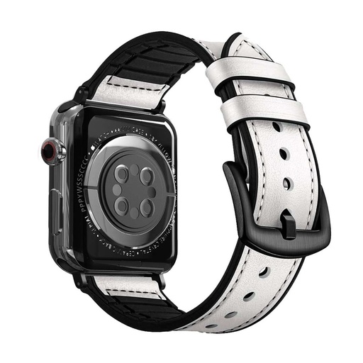 Porodo iGuard Leather & Silicone Watch Band 44/45mm – White