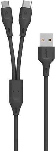 Porodo PVC2 In 1 Cable USB-C , Micro USB 2.4A 1.2 M