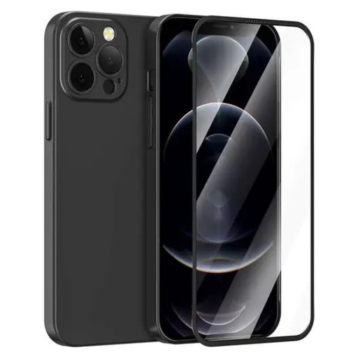 Green Lion 360° Carcasa 3D Glass + PC Case لـ iPhone 12 Pro Max ( 6.7 " ) – أسود
