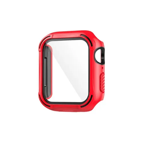 Green Lion Guard Pro PC/TPU Case with Glass for Apple Watch 44mm - Red