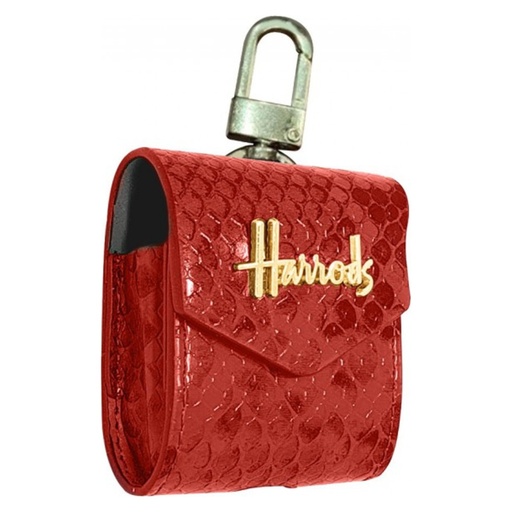 Harrods Leather Style Crocodile Pattern Case لـ AirPods 1/2 – أحمر