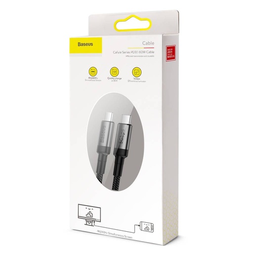 بيسوس كابل Cafule USB-C بشحن PD3.1 Gen2 حتى 60 واط (20 فولت/3 أمبير)، بطول 1 متر