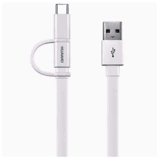 هواوي كابل شحن وبيانات AP55S ‏2 في 1، مايكرو USB وUSB-C بطول 1.5 متر – أبيض
