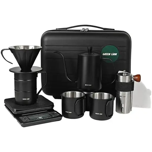 [GNV60CMSPRBK] طقم ماكينة صنع القهوة جرين ليون V-60 برو 7 في 1 - أسود