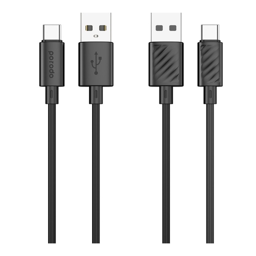 بورودو بلو كابل PVC من USB-A إلى USB-C، 3 أمبير وطول 1.2 متر – أسود