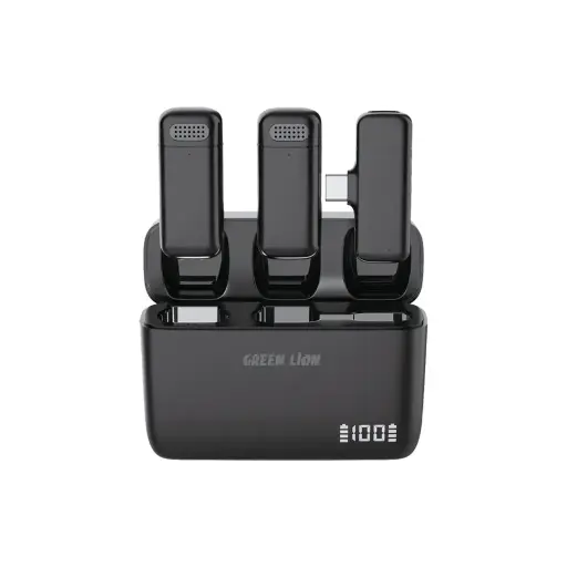 غرين ليون ميكروفون لاسلكي Duo Cast بموصل USB-C – أسود