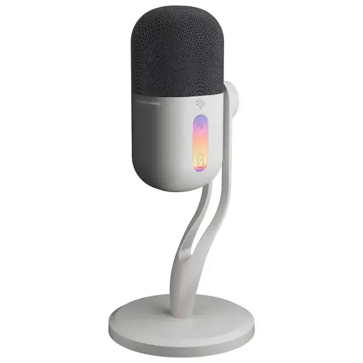 [PDX5MK06WH] Porodo Gaming Elyx RGB Condenser Microphone with Noise Surppress Button - White