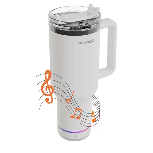 [PDLFSTBTWH] Porodo Lifestyle HydroTunes Bluetooth Speaker Tumbler - White