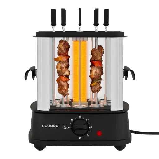 [PDLFSTL20BK] Porodo Lifestyle Grilljet Electric Rotisserie Kebab Grill with Auto-Rotating Skewers - Black