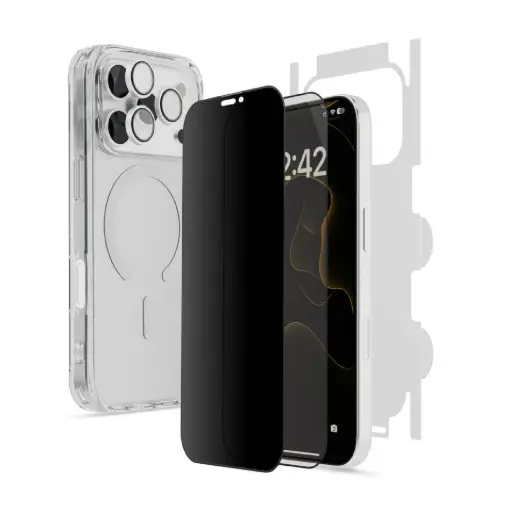 [PD4IN1P17P] Porodo 5-in-1 Protection Pack for iPhone 17 Pro - Clear