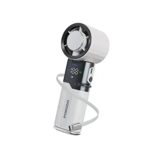 [PDLFSTMF120MF] Porodo Lifestyle Chillo Plus Rechargeable Ice Cooling Fan - White