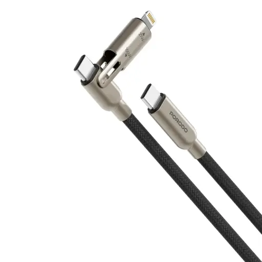 [PDCBL100WBK] Porodo 2-In-1 100W Braided Cable - Black