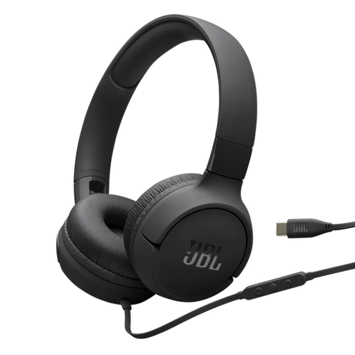 JBL Tune 520C USB-C Wired Headphones – Hi-Res Audio, JBL Pure Bass, 3-Button Remote, Comfortable Fit – Black