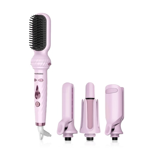 بورودو أداة تصفيف شعر 5 في 1 مع تجعيد تلقائي وفرد – وردي