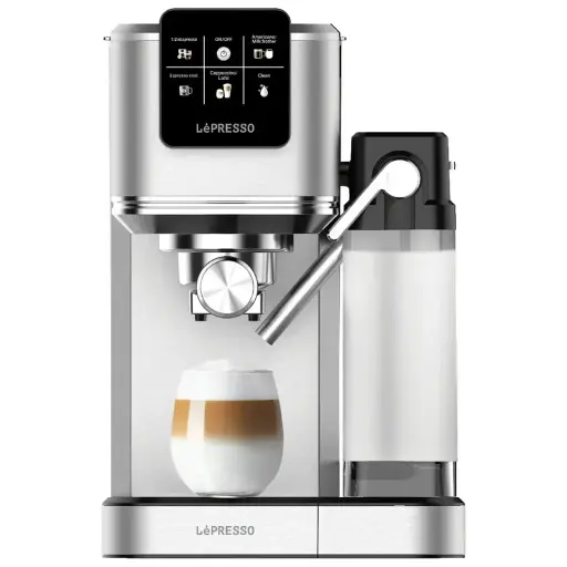 LePresso Latteo Hot & Cold Brewing Coffee Machine with Milk Frothing Function - Silver