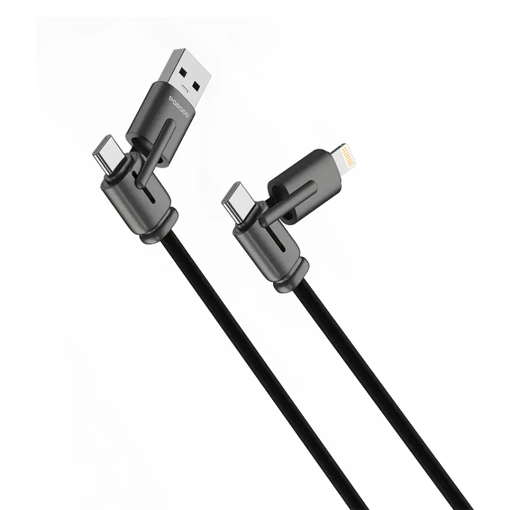 Porodo 4-in-1 240W Charging & Data Cable 1.2m - Black