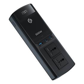 [PCCSR008-BK] محول طاقة سيارة متعدد المنافذ من باورولوجي بقوة 500 واط مع مخرجين USB-C