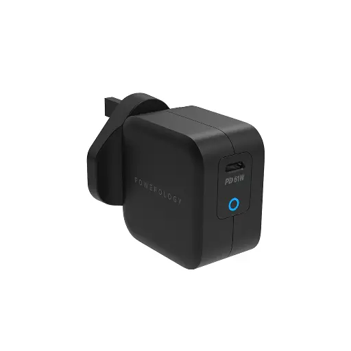 [P61PDWUKCBK] Powerology Ultra Compact 61W PD GaN Charger - Black