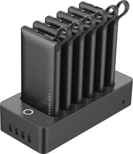 [PPBCHA01-BK] Powerology 6 in 1 Power Station 10000mAh 2.1A with Built-In Cable - Black