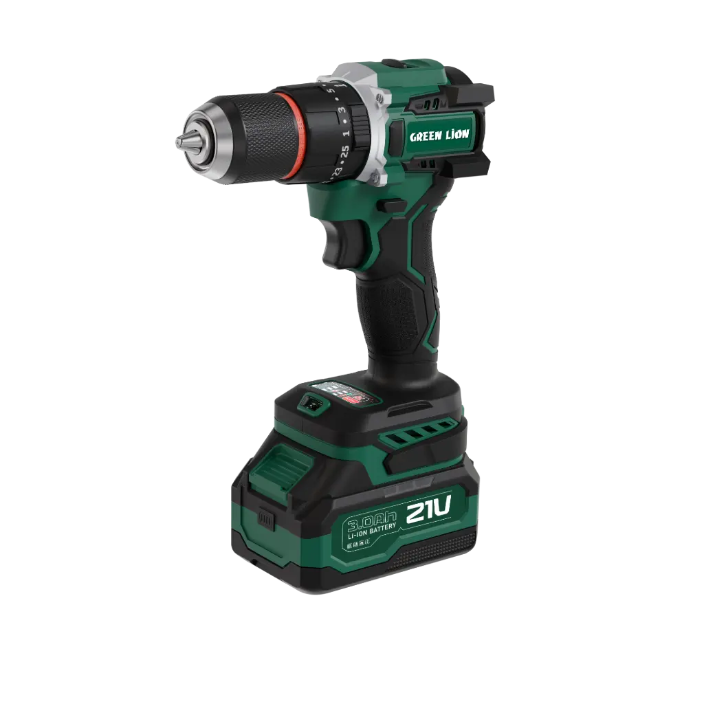 جرين ليون مثقاب طرقي لاسلكي GD-16 Pro Drive بجهد 21 فولت وبطاريتين - أخضر 