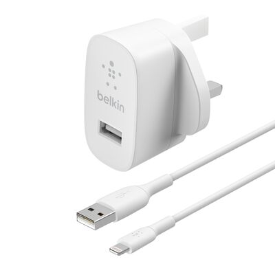 [WCA002MY1MWH] Belkin USB-A Wall Charger 12W+Lightning to USB-A Cable