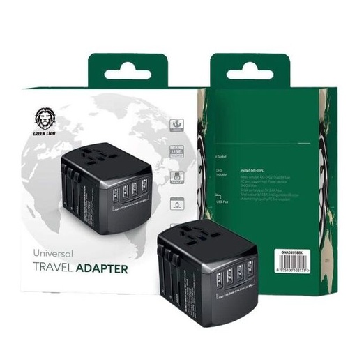 [GNAD4USBBK] Green Lion Universal Travel Adapter(4USBPort)5V 4.5A